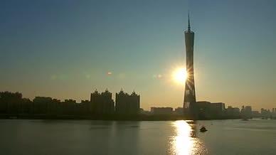 4K航拍广州塔日落夜景视频素材视频的预览图